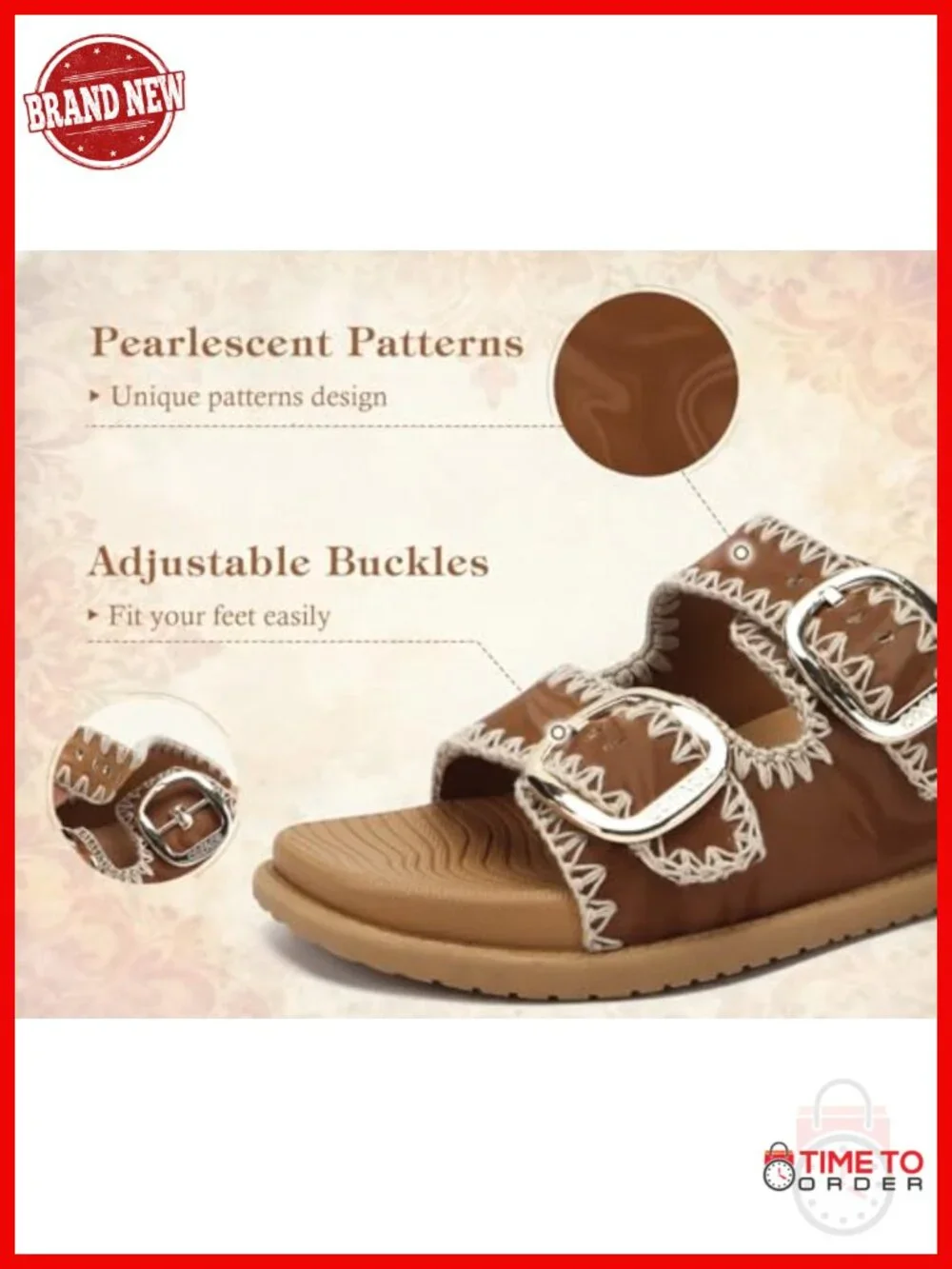 Adjustable Strap Cloud Soft Cushioned Beach Slides Flat Sandals